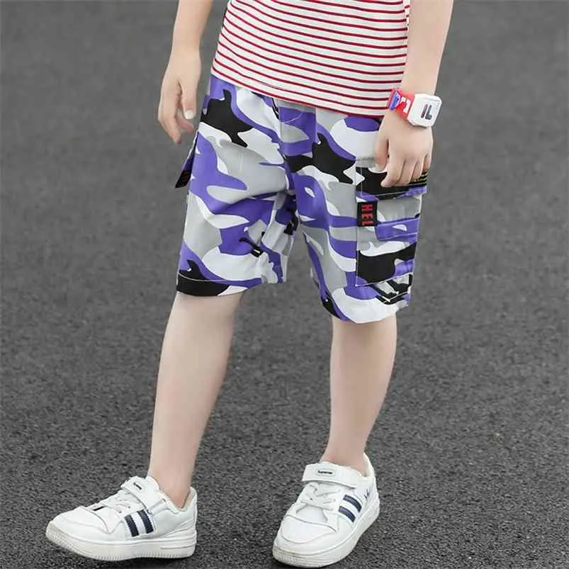 Pantalones cortos de camuflaje de moda para niños niños verano sueltos pantalones para bebés delgados algodón ropa de la escuela adolescente 4 8 12 14 años viejo 210622
