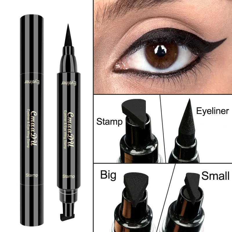 CmaaDu Double Winged Eyeliner for Beginners Angle Brush Eyeliners Pen Makeup Stamp Eye Liner Big and Small Easy to Wear Black Eyes Pens 12pcs