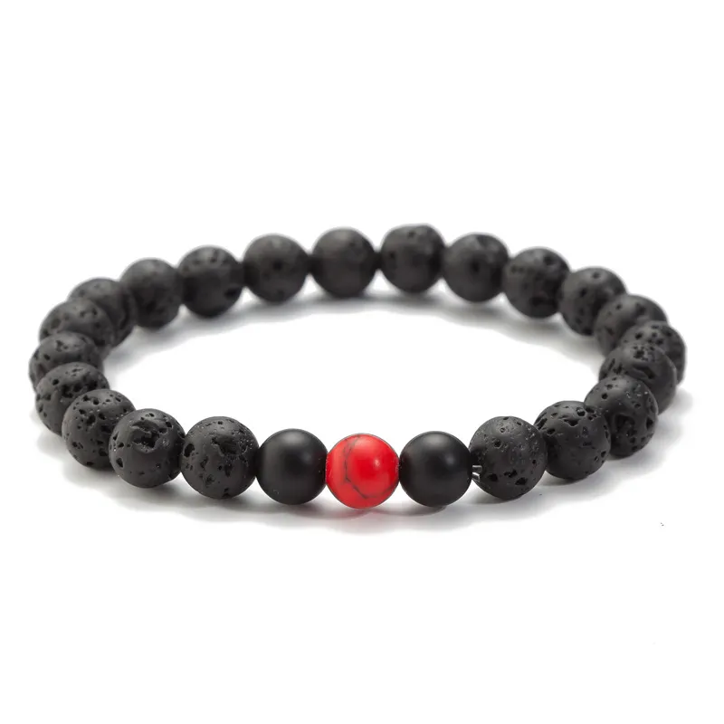 Brins de pierre de lave naturelle de 8mm, perles, Bracelets porte-bonheur pour femmes et filles, bijoux élastiques de Yoga, accessoires de mode