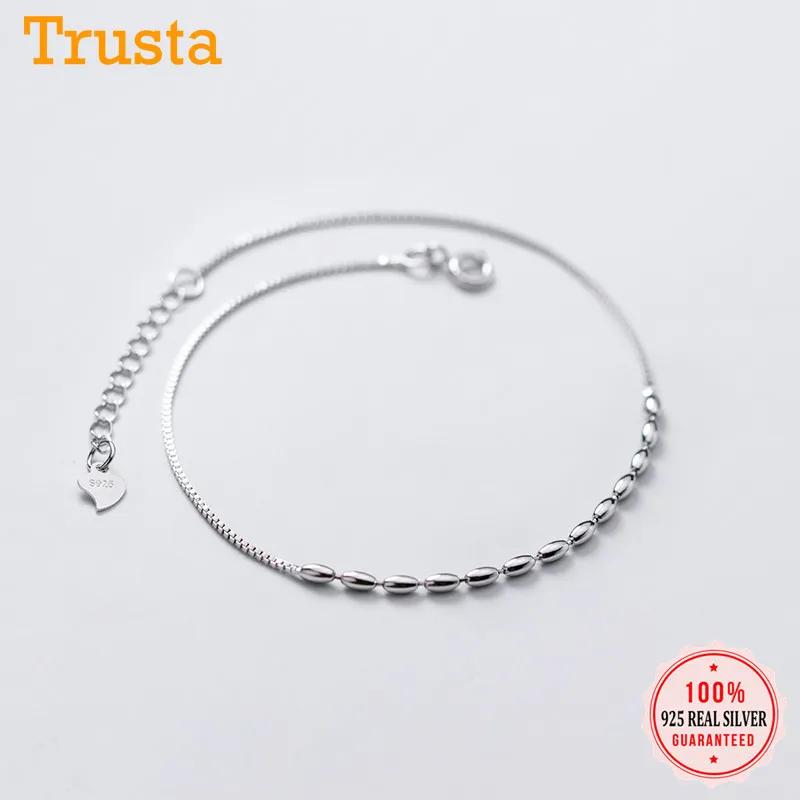 TrustDavis Autentyczne 925 Sterling Silver Fashion Ins Romantyczne Koraliki Chain Bransoletka Anklets Dla Kobiet Żona Najlepszy Przyjaciel DA1186