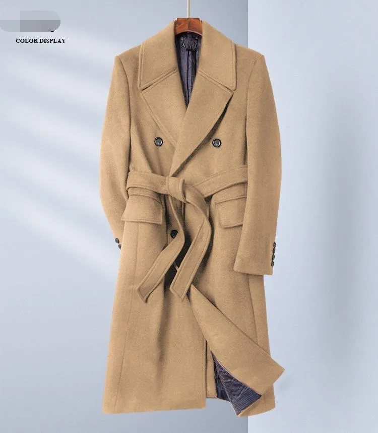 開店記念セール メンズウールブレンドウールトレンチコートハイエンドキャメルハンサムベルトカジュアルダブルロウプラスサイズスリムジャケット 全国のネット通販 Www Care7 Org