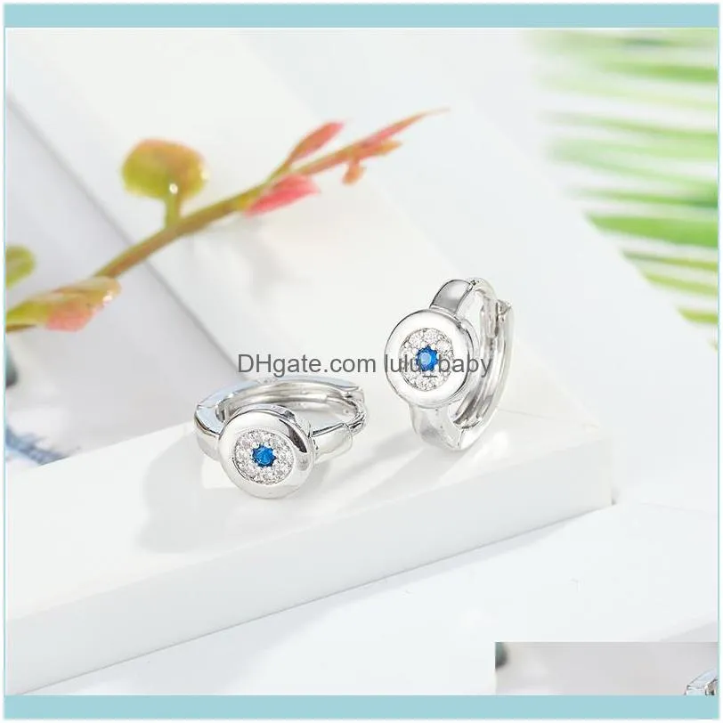 European Fashion Fatima Hamsa Hand Evil Eye Hoop Earrings Mini Zircon Blue Eyes Small Stud Jewelry For Womens & Huggie