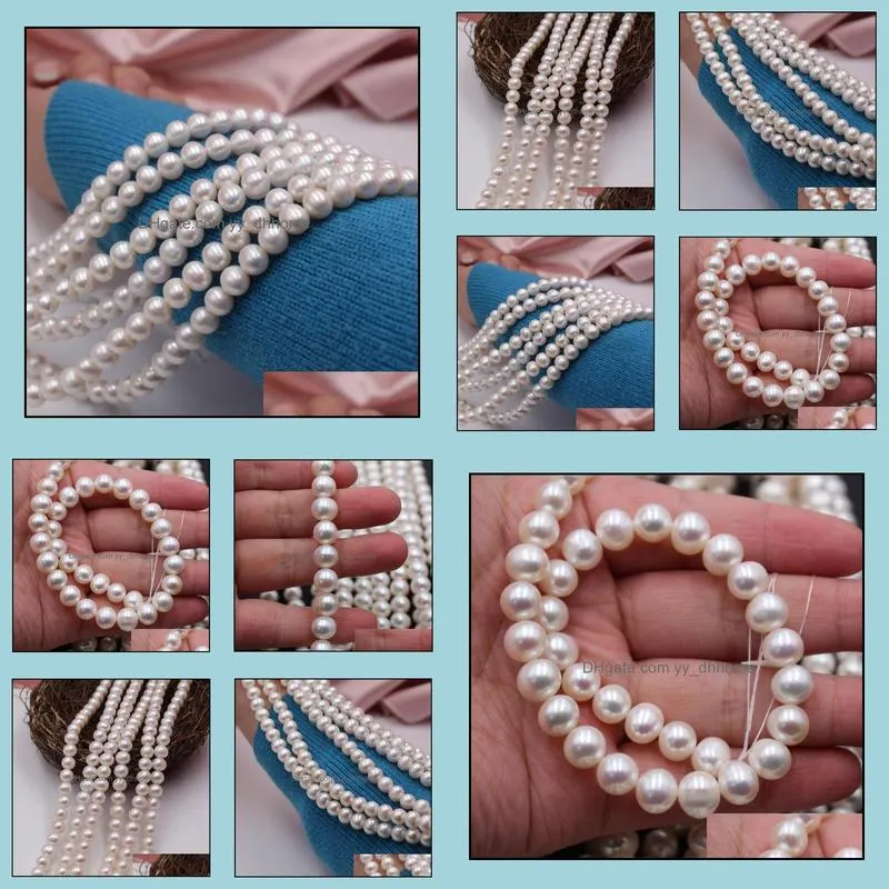 9-10mm White Natural Pearl Beaded Necklace 36cm Bridal Jewelry Gift Choker Wholesale of Semi-finished Products