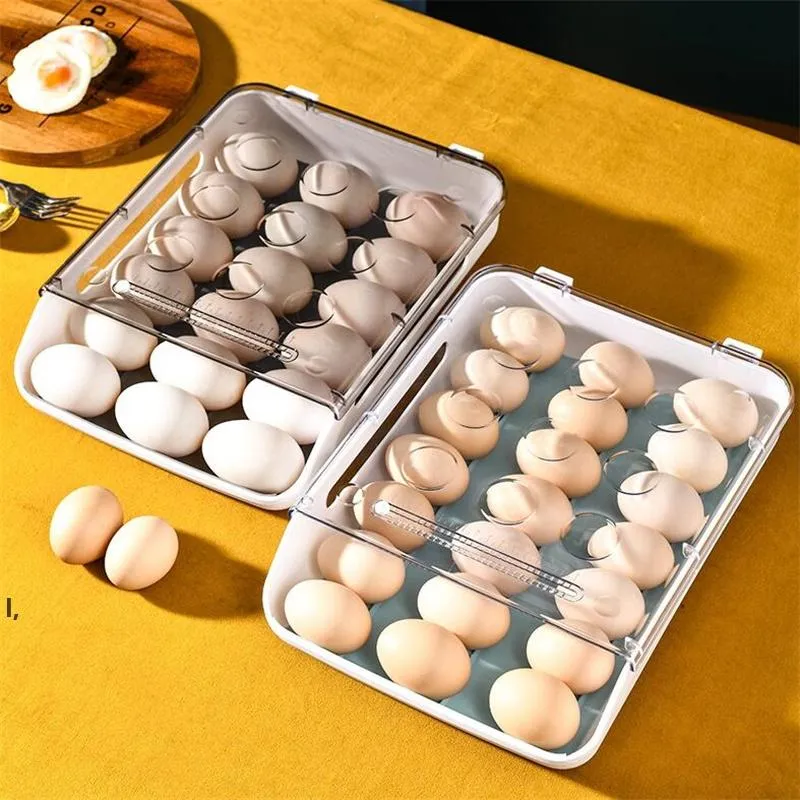 Egg Holder for Refrigerator Can Storage 21 Eggs Plastic Container Tray Fridge Organizer Tools For Household Hotel RRA10885