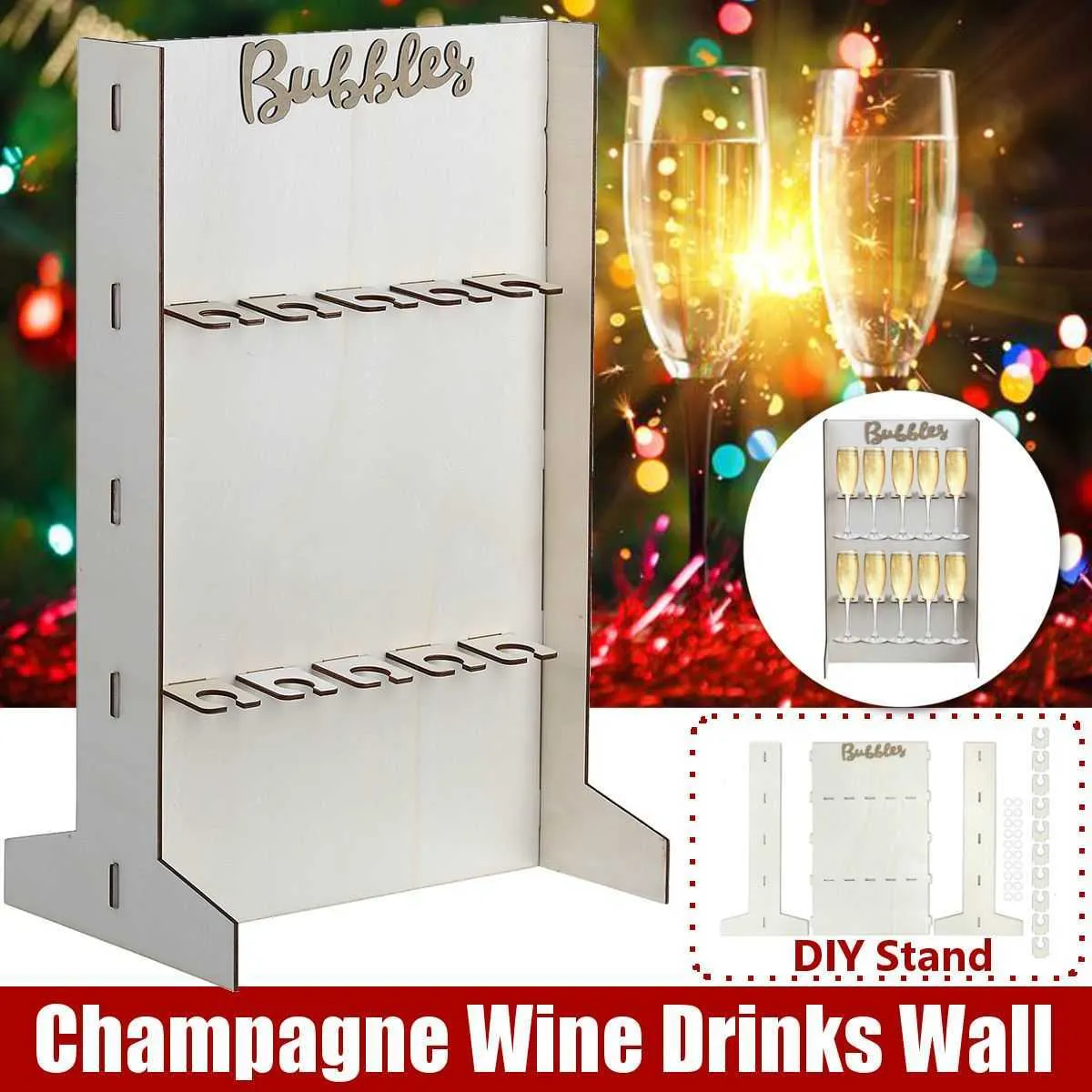 Champagne vin boissons support mural support en bois anniversaire fête de mariage décoration Champagne vin boissons support support H1020