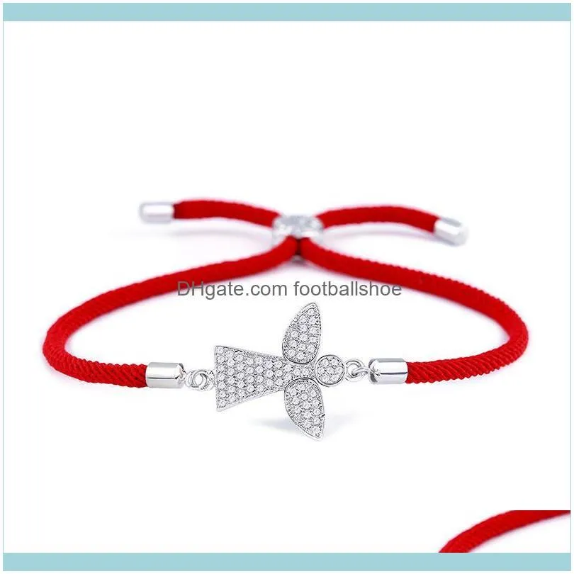 Enlace, brazaletes de cadena Jewelrydesigners Korean Fashion Fashion Rope Red Ropy Simple Ajustable Angel Bracelet Novia regalo Aessories Drop de