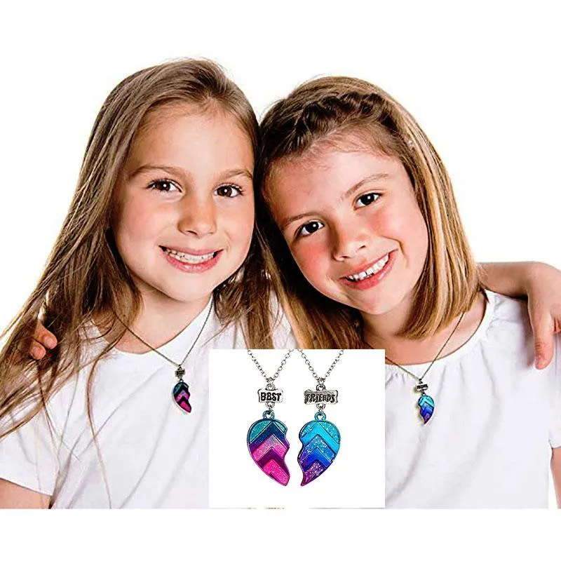 Pendant Necklaces 2 Pieces Of Friend Friendship Jewelry Necklace Ladies Heart-shaped Letter Fashion Couple