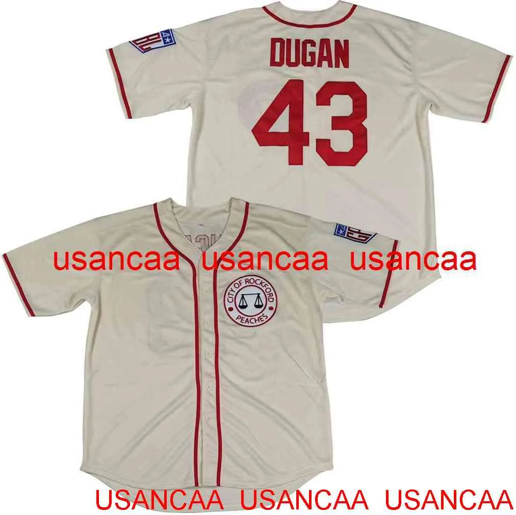 Stitched Jimmy Dugan 43 City of Rockford Peaches A League Movie Baseball Jersey Men Women Youth Baseball XS-5XL 6XL