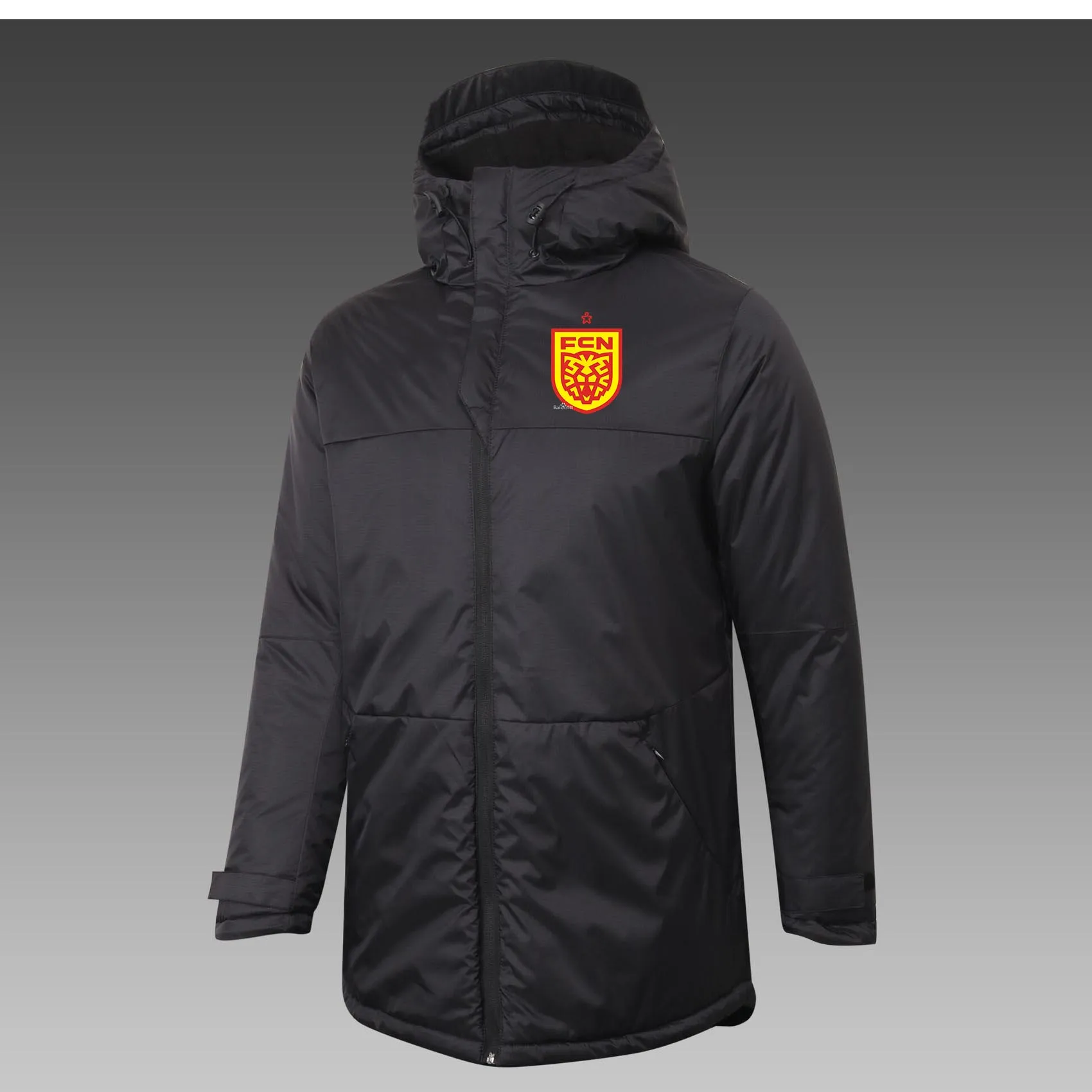Mens FC Nordsjalland Down Winter Jacket Långärmkläder Fashion Coat Ytterkläder Puffer Soccer Parkas Team Emblem Customized