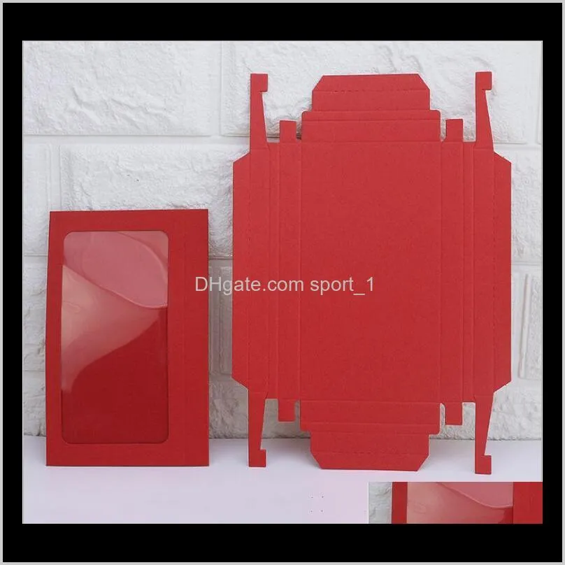 hot simple kraft cardboard phone case packaging box red/white/brown/black paper drawer box with clear window