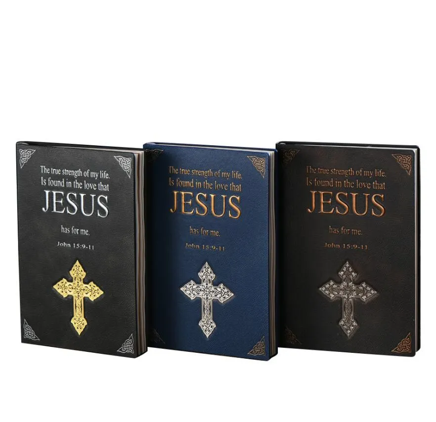 Notepad A5 Vintage Reliëf Kruis Bijbel Hardback Jesus Diary PU-leer 21 * 14cm Kerst Valentijnsdag Lente Festival Vader Moeder Tanabata Halloween Gift