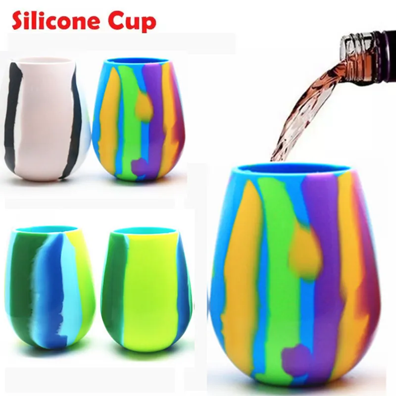 Kolorowe Silikonowe Wino Puchar Sport Water Water Beeglasses Cups Digital Print Shatterproof Antypoślizgowe Ubijaki FoldablCup WLL455