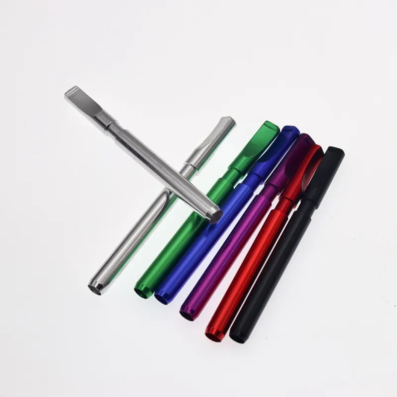 Mini de metal colorido tubos de metal seco tabaco fumar handpipe antiderrapante cabo de cigarro liso titular dicas tubo de alta qualidade um hitter dhl livre