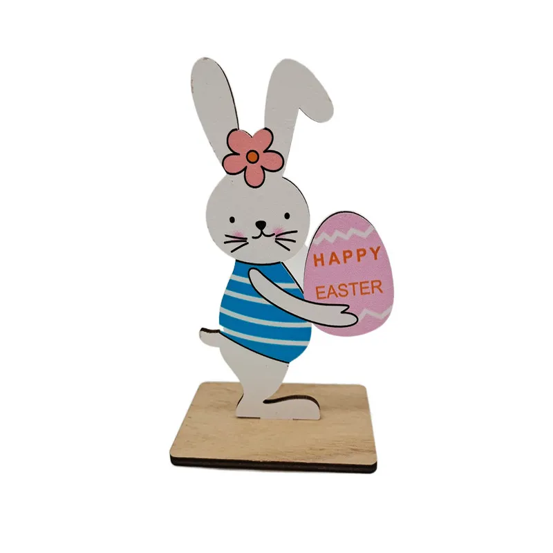 Easter Party Bunny Tabletop Decoration Wooden Bunnies Centerpiece Spring Rabbit Ornament Table Sign Figurines for Home Garden Patio Decoration