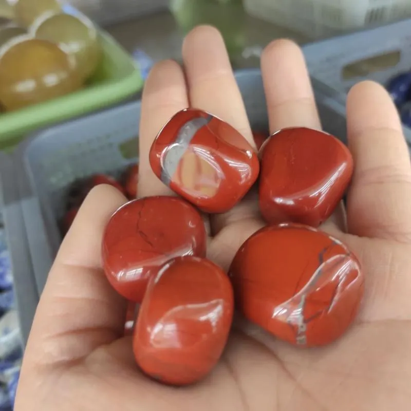 Dekorativa Objekt Figurer 100g Bulk Ädelsten Naturlig Röd Jasper Minerals Kristall och Tumbled Stone Pärlor för Chakra Healing Crystals Fe