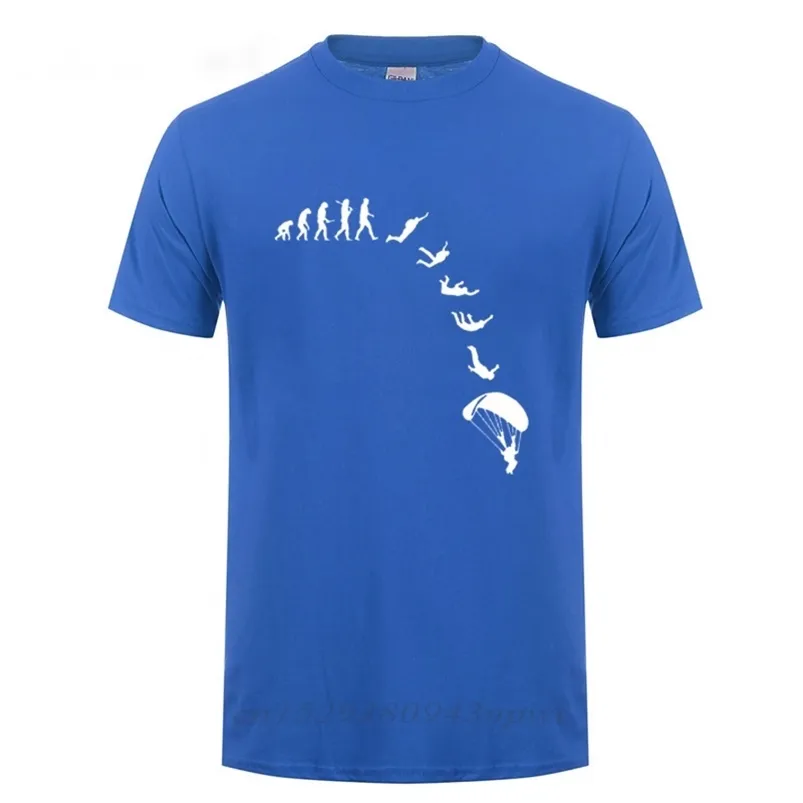 Go Skydiving Evolution T-shirt Cadeau d'anniversaire drôle pour hommes Mâle Été Manches courtes O Cou Casual Streetwear Coton T-shirt Tee 210706