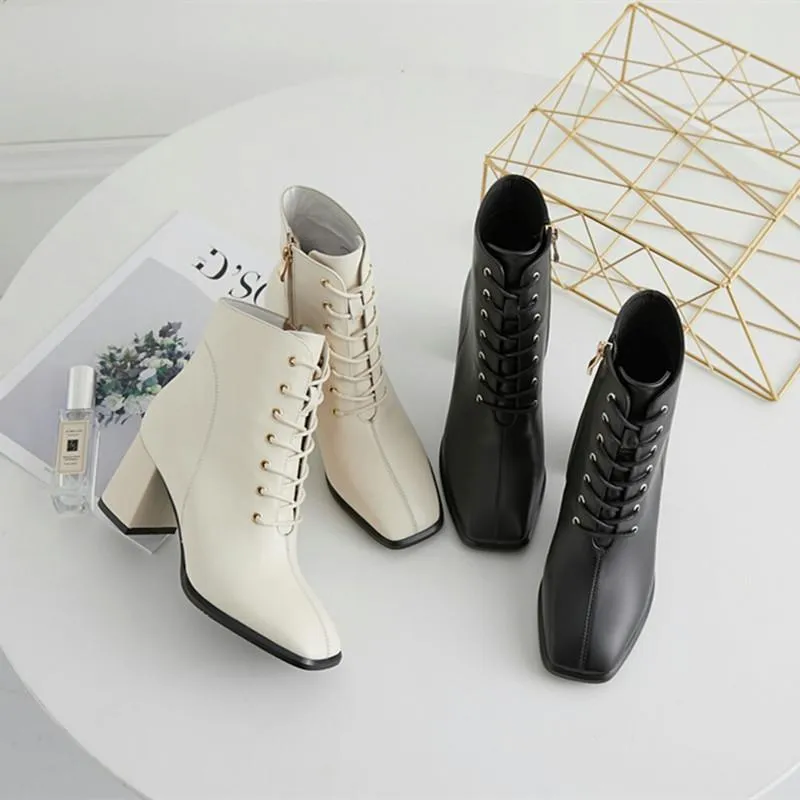 2021 high heeled womens boots lace calfskin with zipper soft and comfortable banquet party versatile artifact size 35-41