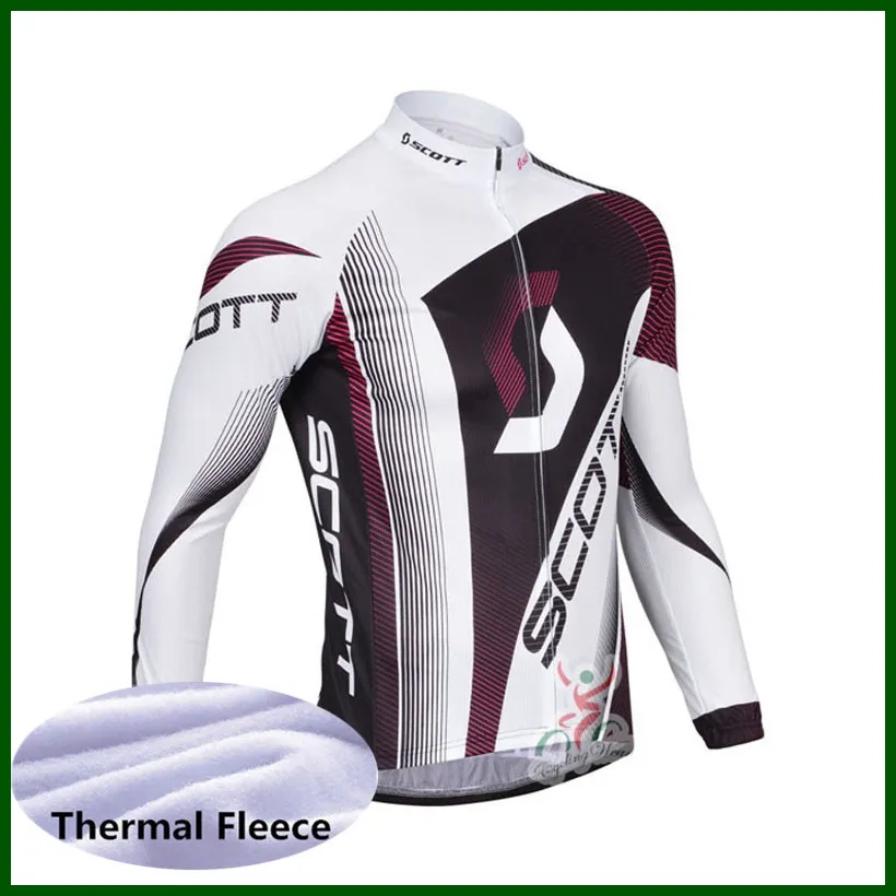 Pro Team Scott Cycling Jersey Mens Winter Thermal Fleece Lange Mouw Mountainbike Shirt Road Fiets Tops Warmer Racing Kleding Outdoor Sportswear Y21050626
