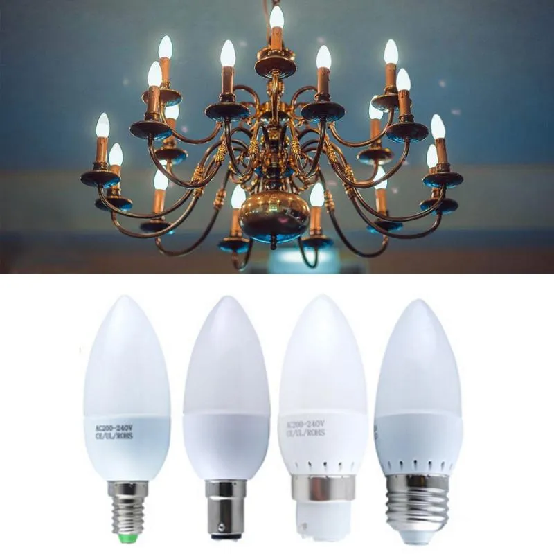 5 W bombillas LED Luz De Araña Candelabro Vela de Plata Regulable o no 6 X E14 3 W 