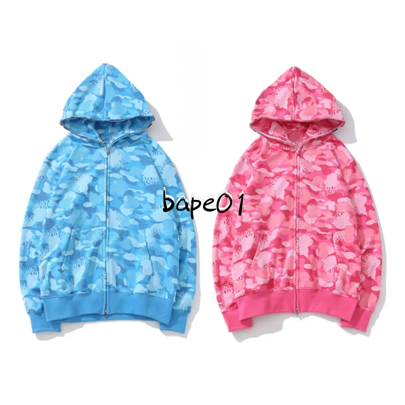 Moda Erkek Tasarımcı Hoodies Mavi Pembe Erkekler Kadın Kamuflaj Desen Ceket Uzun Kollu Erkek Hip Hop Sweatshirts Boyut M-2XL