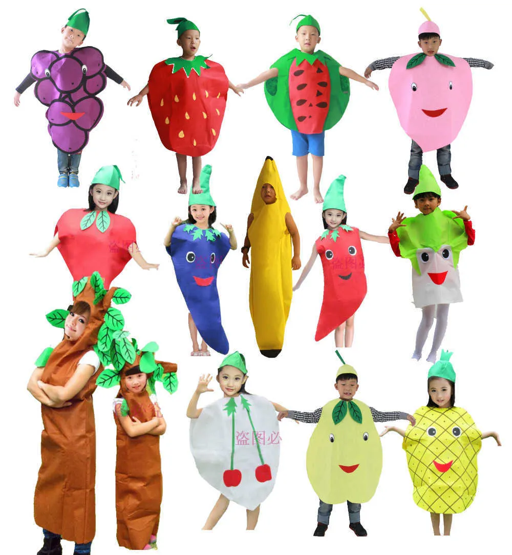 Children Kids Halloween Party Cartoon Fruit Vegetable Costume Cosplay Clothes Pumpkin Banana Tree for Boy Girl Q0910