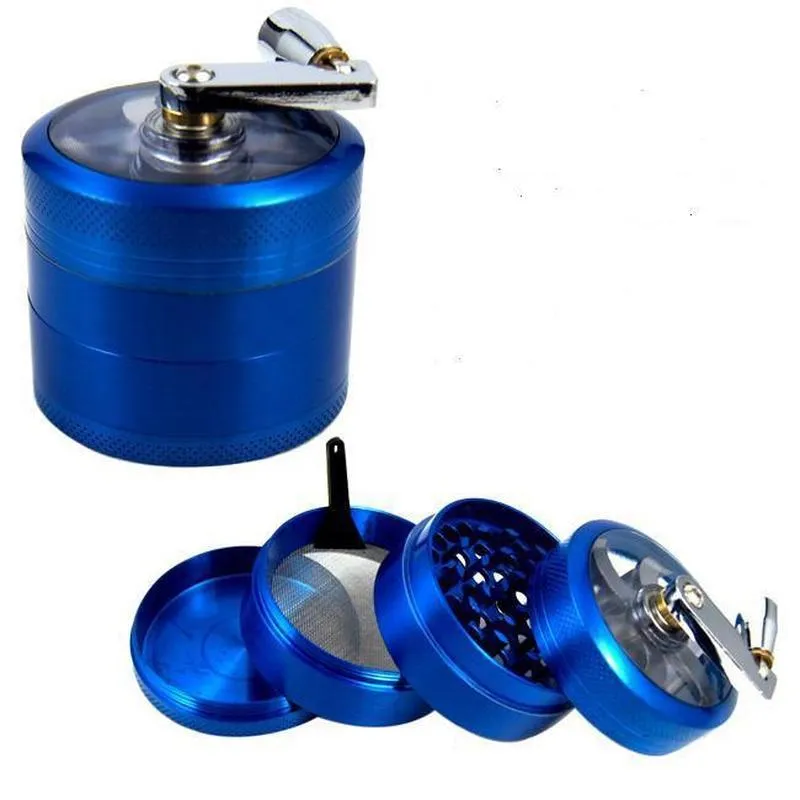 2021 Nieuwe 55mm 4 Lagen Tabak Grinder Accessoires Zinklegering Hand Crank Metal Grinders