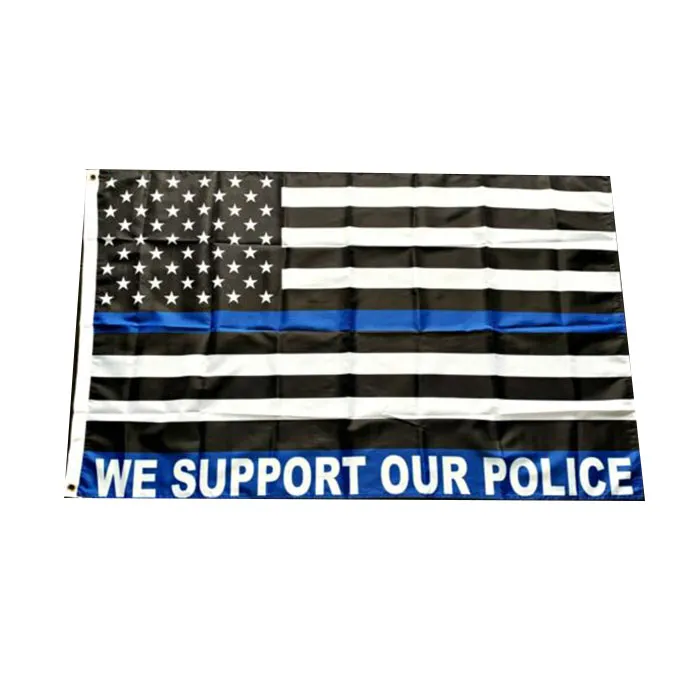 Apoiamos a nossa Polícia Linha Azul Fina Bandeira Viva Cores Vivas Resistente ao Desbotamento UV Banner Decoração com Costura Dupla 90x150cm Impressão Digital Atacado