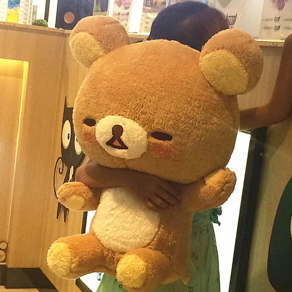 55cm dev rilakkuma ayı peluş oyuncaklar hayat boyutu rahat yastık bebekleri yumuşak doldurulmuş hayvanlar peluş oyuncak sevgililer günü çocuk gif h0824