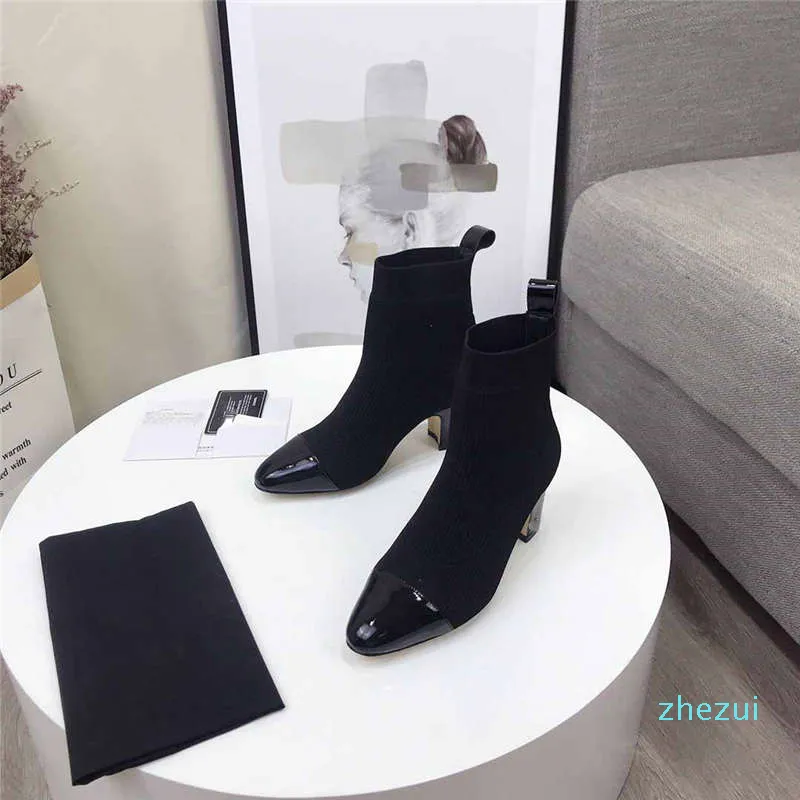 Designer Autumn and Winter Socks Boots Temperament Short Boots High-End Quality Sticked Wool Boot High Heels Dinner Party Shoes