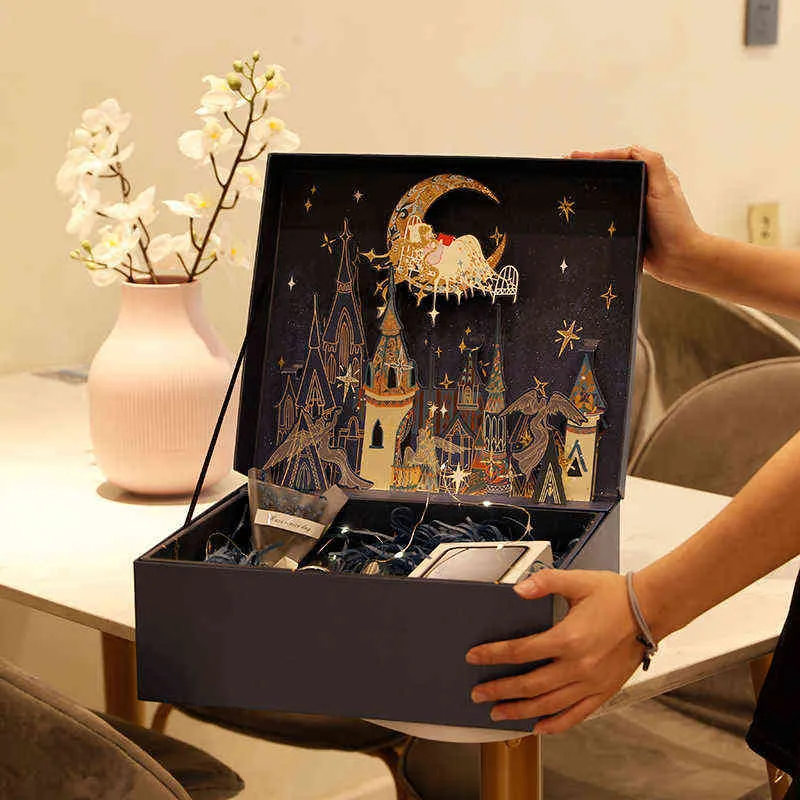3D Relief Stereo Geschenkbox mit Band Hochwertige große Geschenkboxen Geburtstag Valentinstag Weihnachten Kreative Verpackung Geschenk Kind H1231