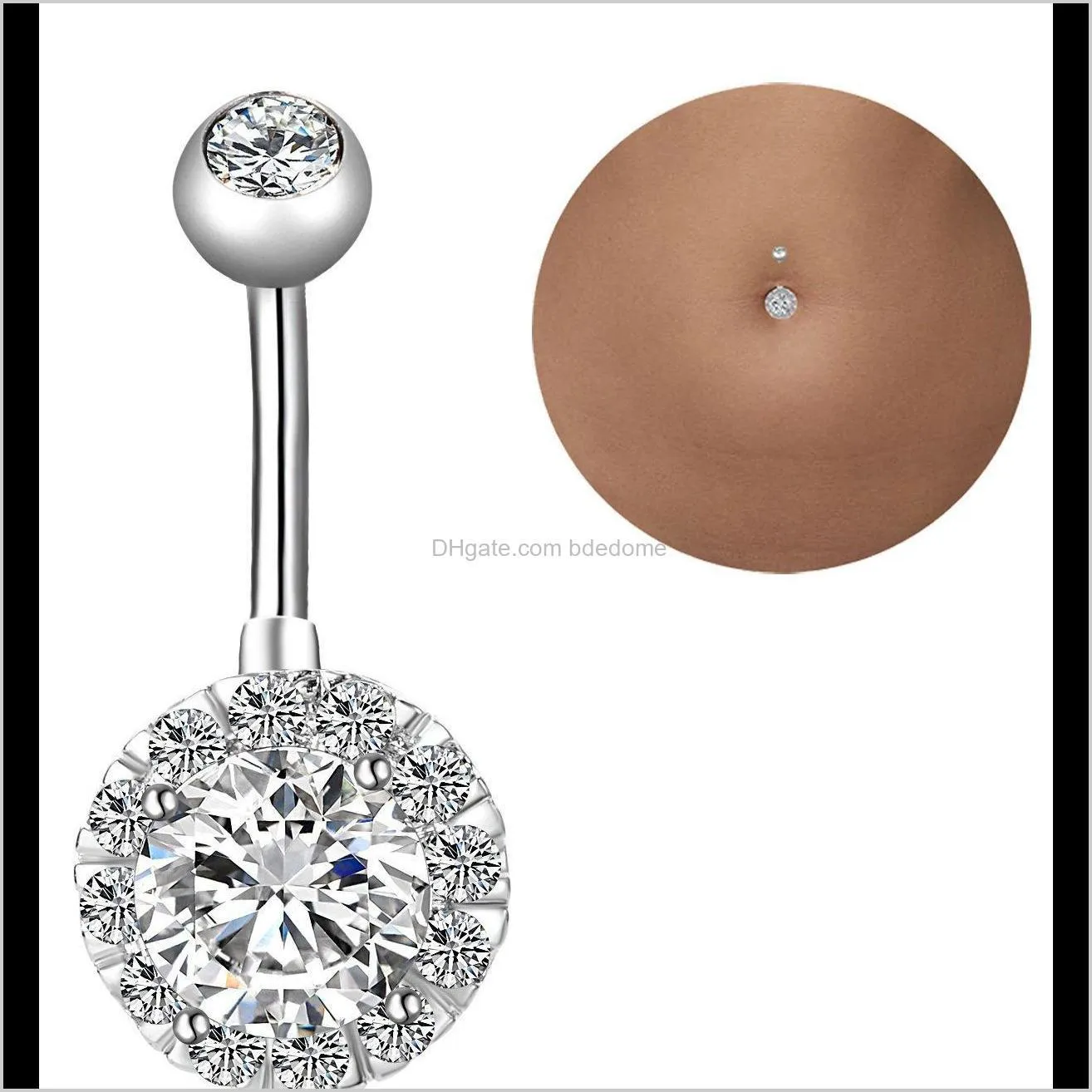 blingbling exquisite ao bao navel nail soft pottery ball navel ring combination three colors to choose from