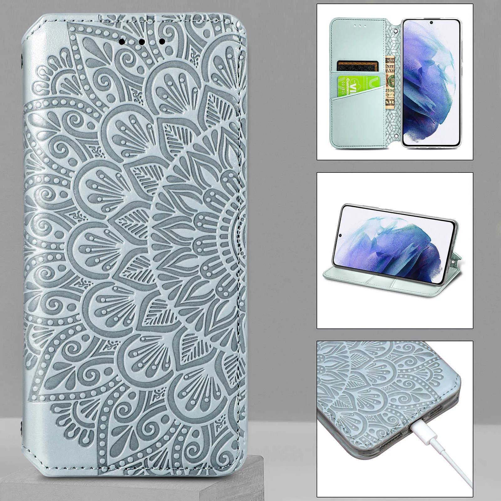 Telefonfodral Lämplig för Samsung Galaxy M01 / 02/10/11/20/21 / 21S / 30/30S / 31/32 / 32/40 / 40S / 60s / 80s Utsökt Blommor Relief Cover