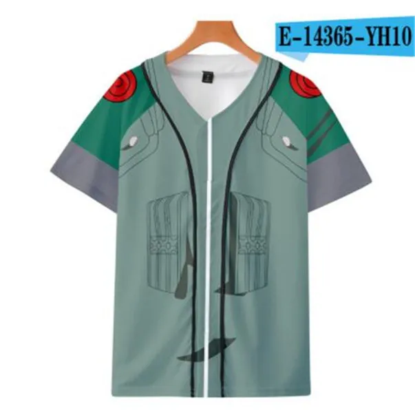 Custom Man Baseball Jersey Knappar Homme T-shirts 3D Tryckt skjorta Streetwear Tees T Shirts Hip Hop Kläder Fram och baksida Print Bra 021