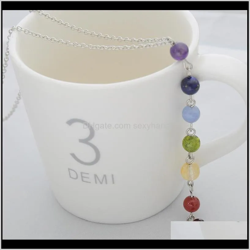 7 Yoga Chakra Beads Pendant Necklace Women Yoga Reiki Healing Balancing Necklaces Fashion Indian Jewelry 161782