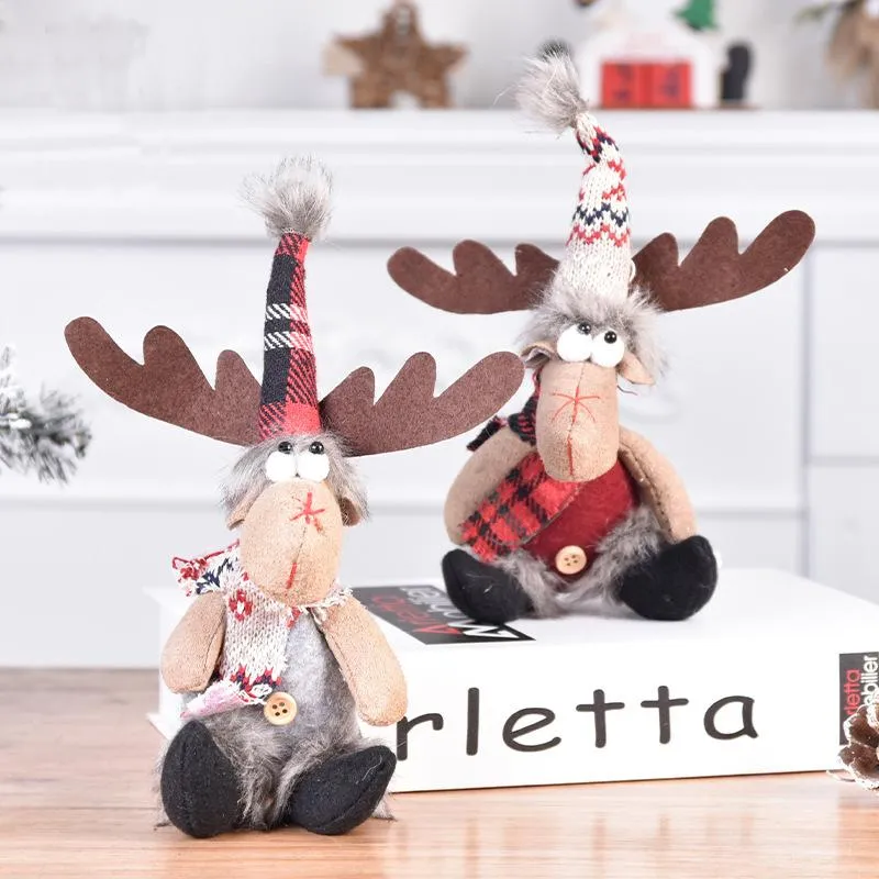Christmas Decorations Plush Cute Reindeer Dolls Tree Decoration Pendants Xmas Toys Ornament Year Presents Mall Cafe Home Decor