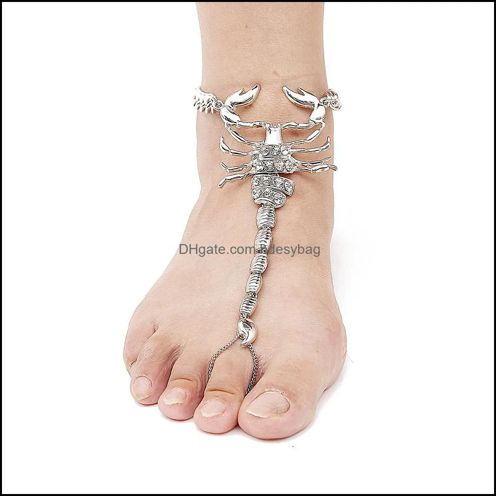 Jewelry Scorpion Anklet Exaggerated Foot Chain Anklet Cuban Link Chains Boho Beach Women