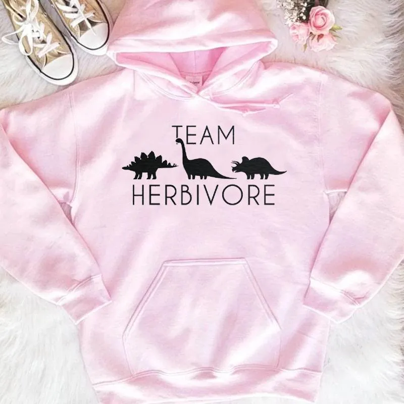 Sudaderas con Capucha para Mujer Sudaderas Team Herbivore Graphic Vegan Women Fashion Pure Casual Grunge Tumblr Young Hipster 90 Style Street Art Tops- L