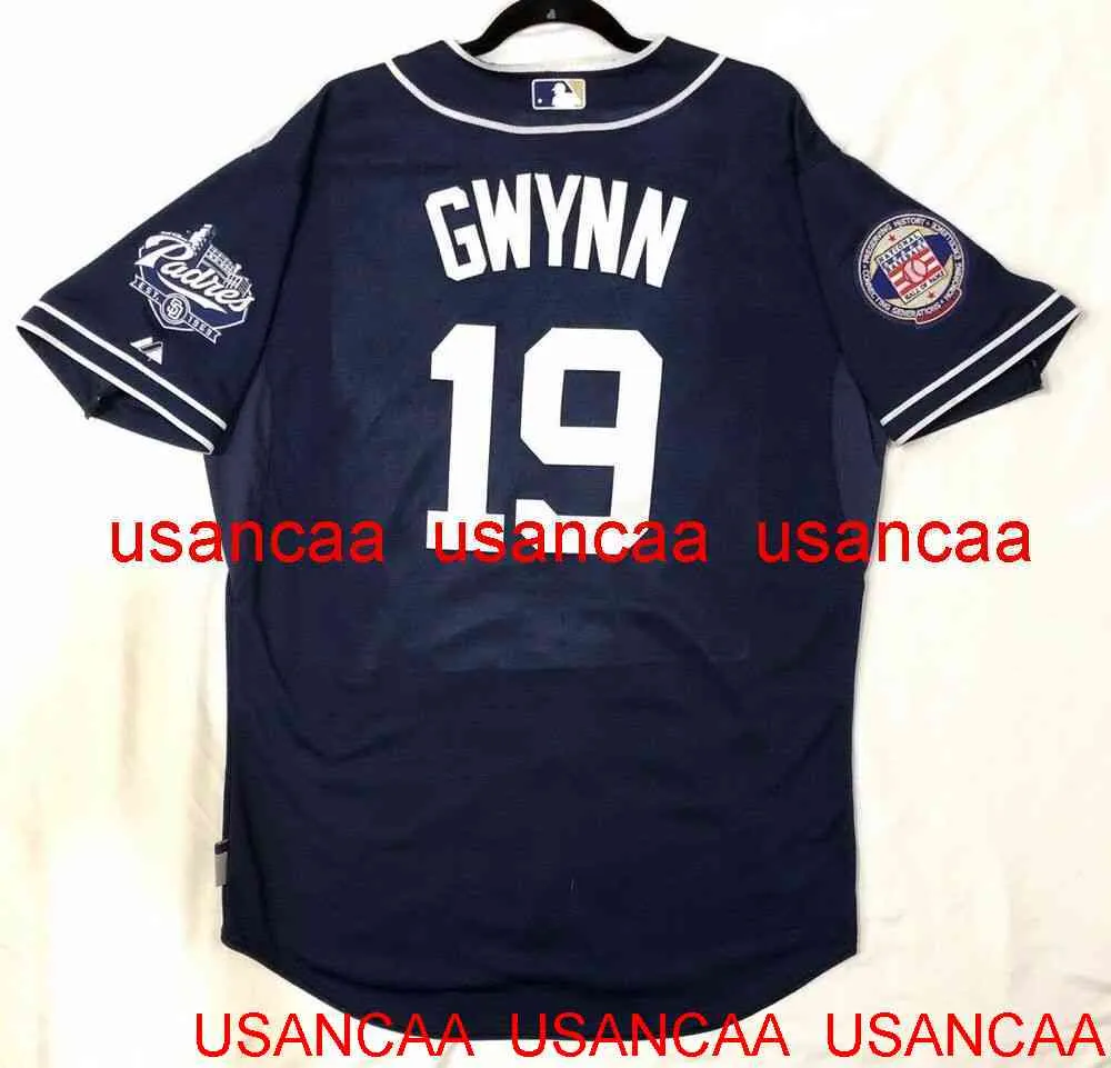 Cucita # 19 TONY GWYNN Navy JERSEY Maglie di ritorno al passato Uomo Donna Gioventù Baseball XS-5XL 6XL