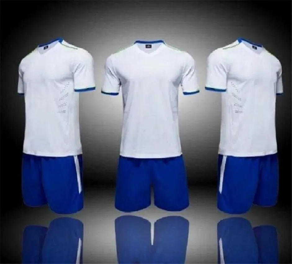 Moda 11 Jerseys em branco da equipe, costume, treinamento futebol usa manga curta rodando com shorts 0005