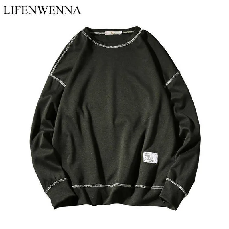 Einfarbig Sweatshirt Langarm Pullover Brief Druck Herren Sweatshirts Design Hip Hop Streetwear Sweatshirts Plus 5XL 210528