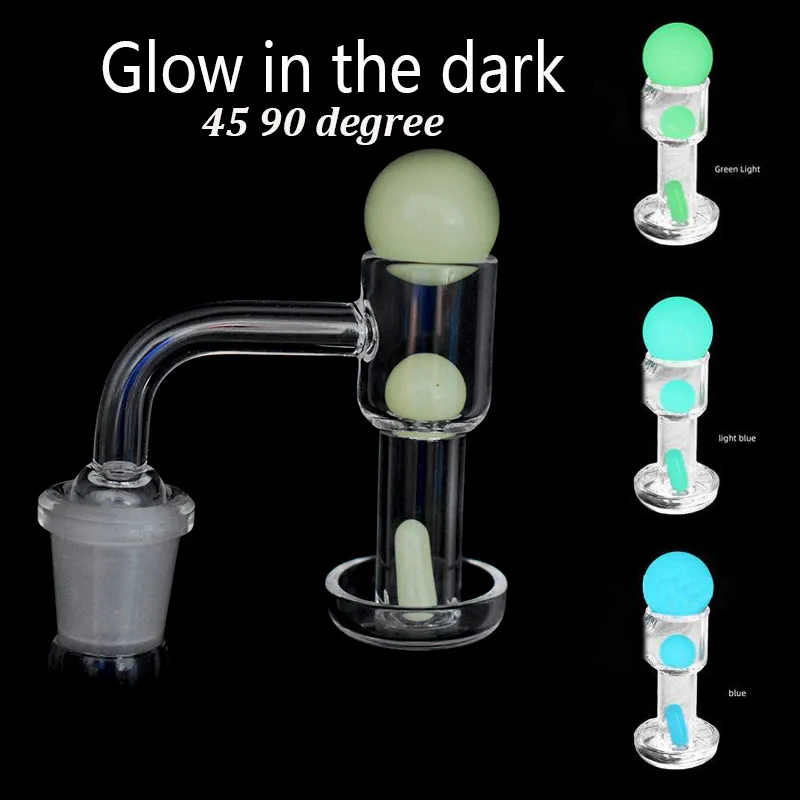 Volledig las Quartz Terp Slurper Banger Nail met Glow in the Dark Carrb cap Smoking Ruby Pil Dikke afgeschuinde Hoofdige Nagels Domeles 45 90 90 graden