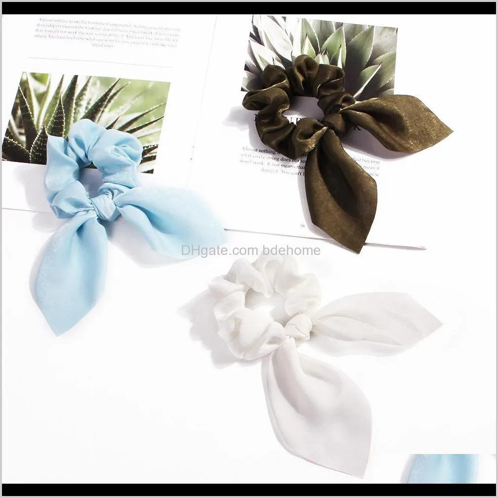 high quality supplier cute silk satin pure bow for hair accessories soft women hair ties scarf scrunchies