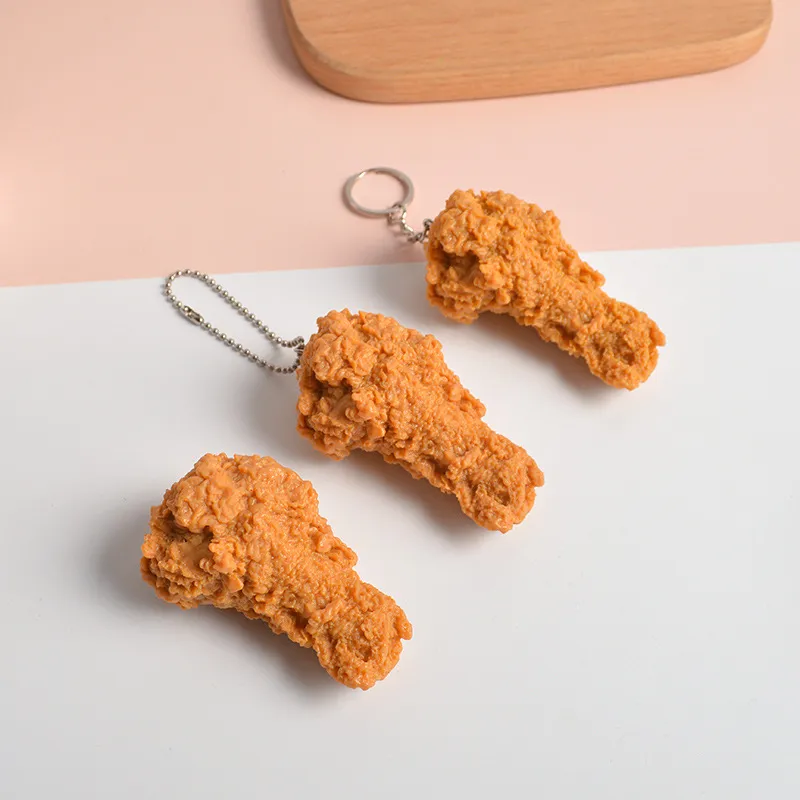 Pvc Simulation Fried Chicken Leg and Wing Model Pendant Keychain