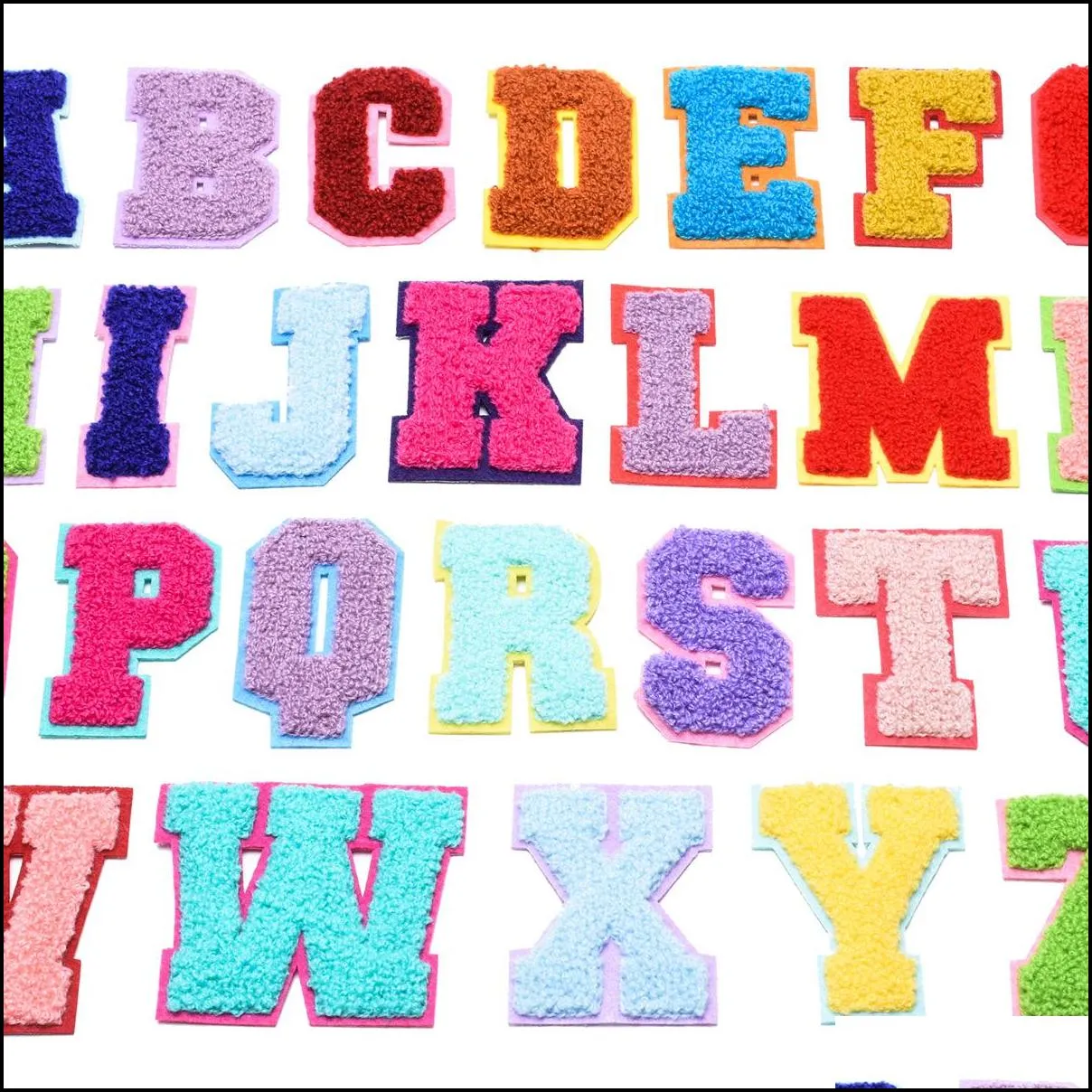 Ткань и швейная текстиль для полотенца вышивая мультфильм Colorf Letters Chenille Patch Campa