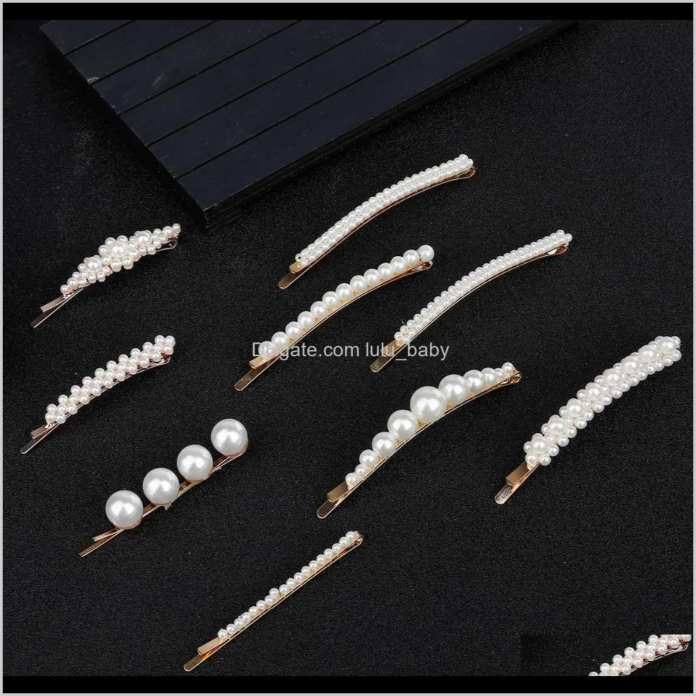 2019 new fashion 1pc faux pearl hairpin hair side clip women headwear decoration hair accessories gift metal