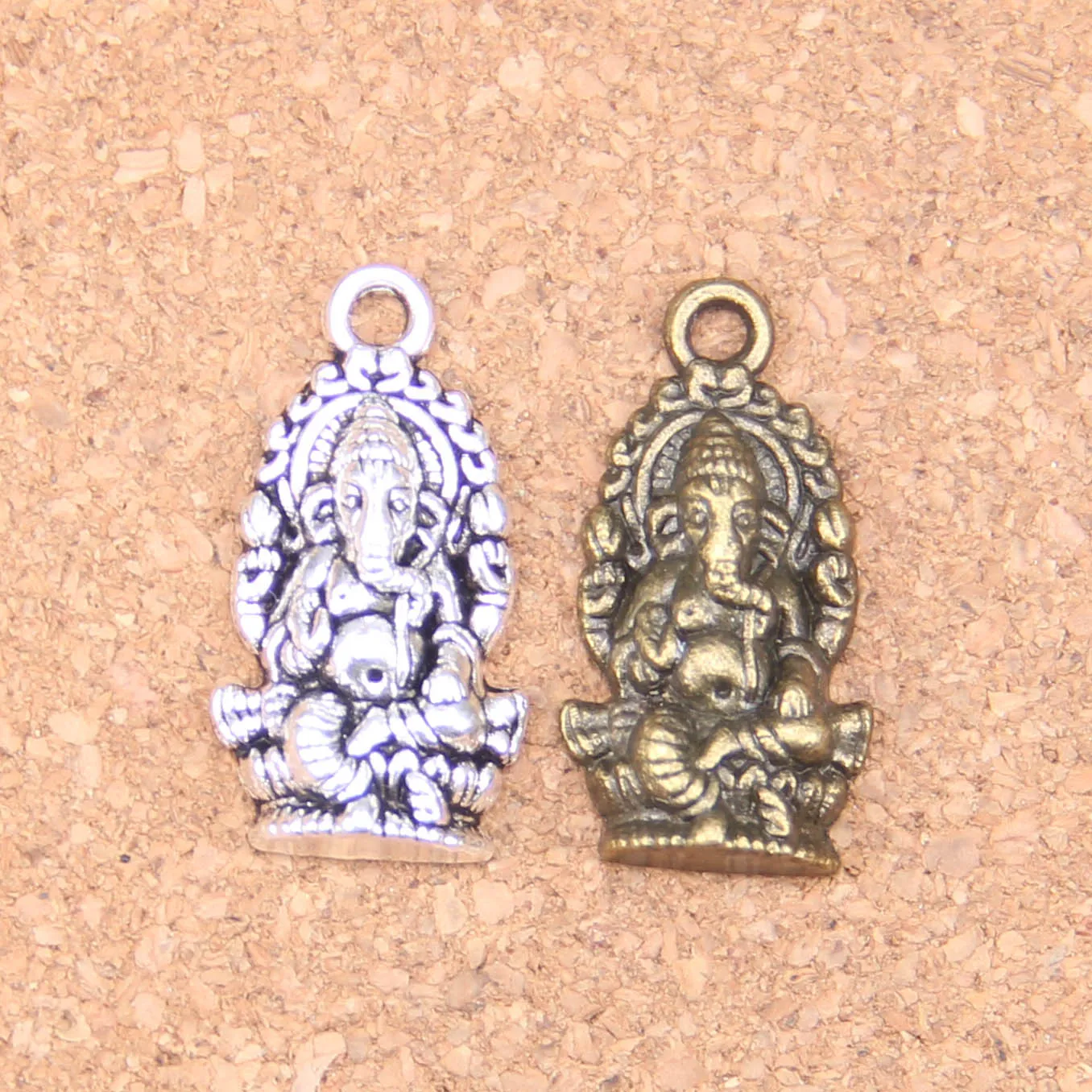 55 Stück Antik Silber Bronze vergoldet Ganesha Elefant Buddha Charms Anhänger DIY Halskette Armband Armreif Erkenntnisse 26*14mm