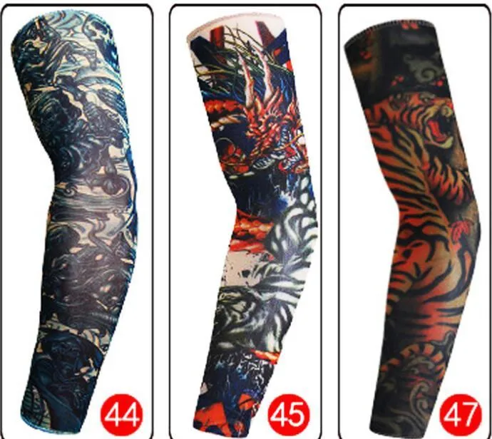 Vingerloze handschoenen 1 stks tattoo handschoen mouw arm warmer tribal print mannen vrouwen schedel nep sleeves bescherming