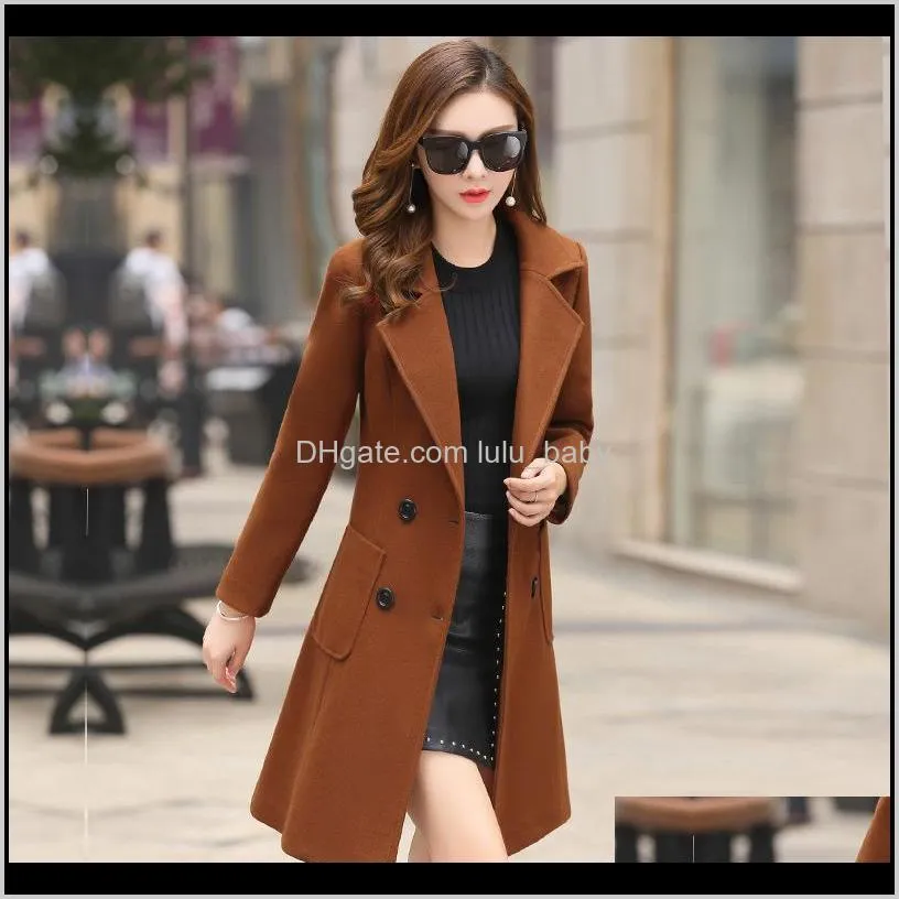 new wool coat female winter fashion long outwear woolen slim coat suit-dress parka overcoat women`s jacket casacos mujer
