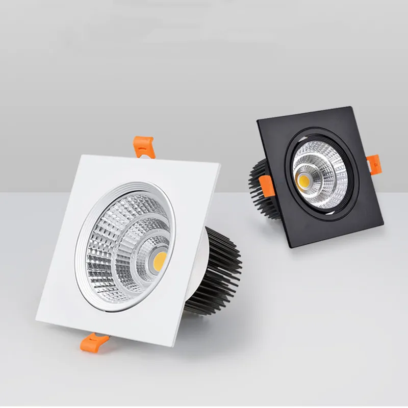 Vierkante led downlight dimbare schijnwerpers COB verzonken verlichting armatuur 7W / 9W / 12W / 15W plafondlamp AC85-265V