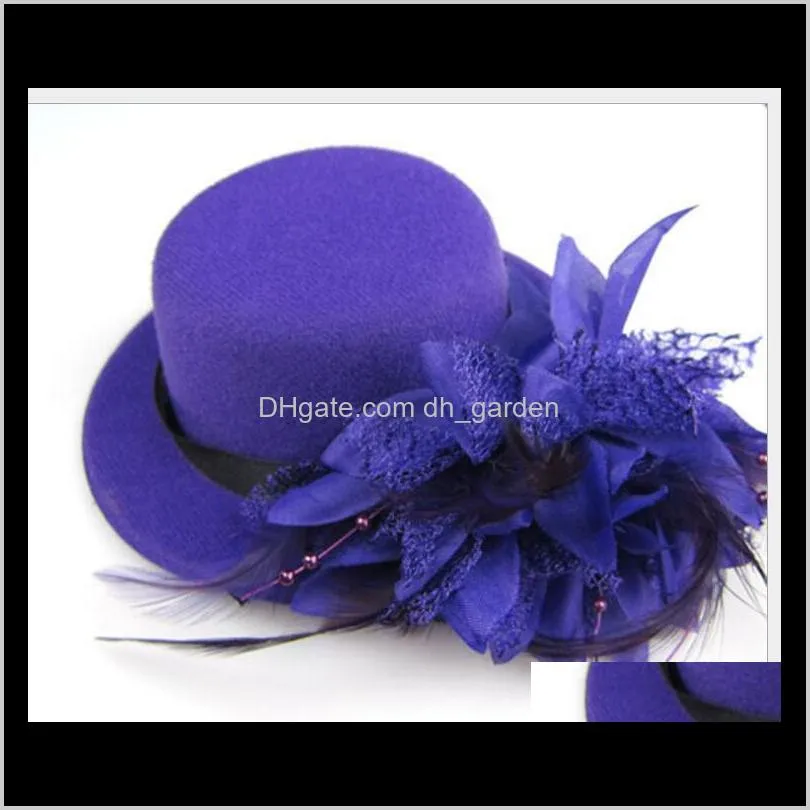 feather hat wedding ribbon gauze lace feather flower mini top hats fascinator party hair clips caps homburg millinery ps1755
